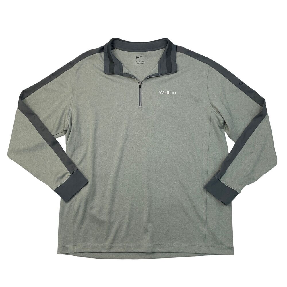 Nike Dri-Fit Sweatshirt Mens XXL 2XL Gray Quarter Zip Pullover Cover Up